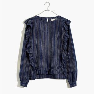 Madewell Ruffle-front Shirt in Cecile Stripe